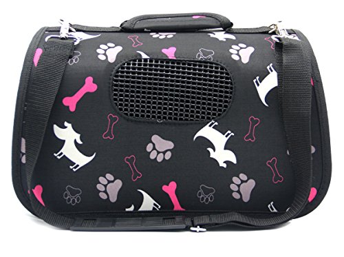 BPS® Transportín Portador Bolsa Bolso de Tela para Mascotas Perros Gatos Animales Transportadoras 3 Tamaños S/M/L Elegir (M, Negro) BPS-5637N