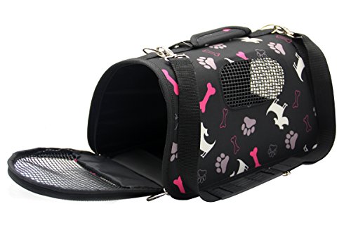 BPS® Transportín Portador Bolsa Bolso de Tela para Mascotas Perros Gatos Animales Transportadoras 3 Tamaños S/M/L Elegir (M, Negro) BPS-5637N