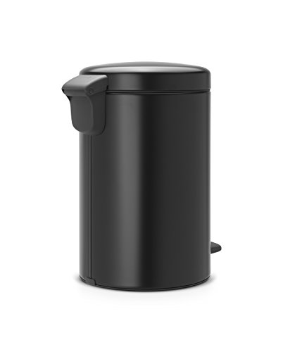 Brabantia Newicon Cubo de Basura con Pedal, Acero Inoxidable, Negro Mate, 12 l