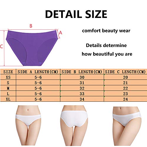 Bragas Mujer sin Costuras Invisible Señoras Braguitas Low Rise Suave Ligera Bikini Braguitas, Pack de 6 Blanco XS