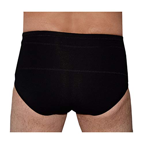 Braguitas hernia inguinal hombre Slip para hernia Cinturón para soporte cinturón hernia hombre Made in Italy (8° (56/58), negro