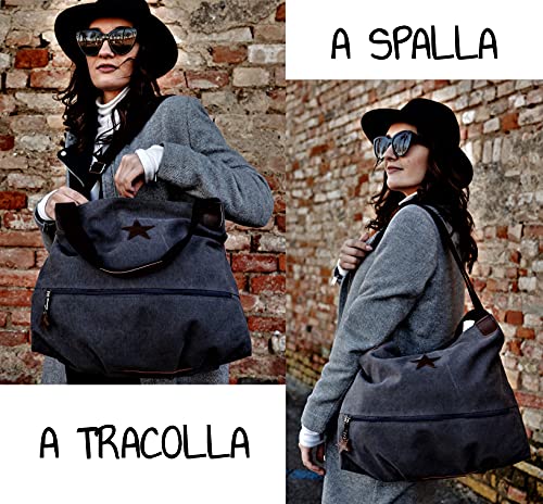 Brakumi Bolsos Mujer Bandolera Grande, De Tejido, En Oferta, Economica, para El Trabajo, Viajes, Deportes, Oficina, Escuela, De Tela Suave y Resistente, Shopping (Gris)