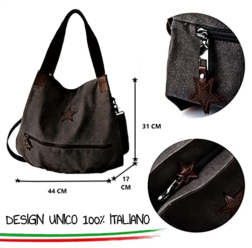 Brakumi Bolsos Mujer Bandolera Grande, De Tejido, En Oferta, Economica, para El Trabajo, Viajes, Deportes, Oficina, Escuela, De Tela Suave y Resistente, Shopping (Gris)