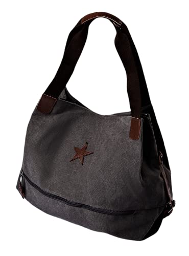 Brakumi Bolsos Mujer Bandolera Grande, De Tejido, En Oferta, Economica, para El Trabajo, Viajes, Deportes, Oficina, Escuela, De Tela Suave y Resistente, Shopping (Gris)