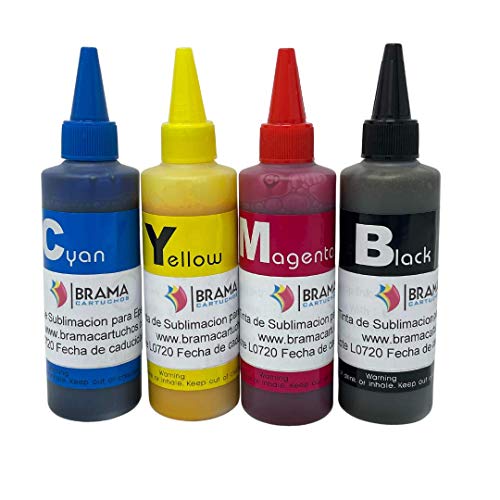 Bramacartuchos - 4 BOTES DE 100ML DE TINTA DE SUBLIMACION. compatible CON IMPRESORAS EPSON DE 4 COLORES