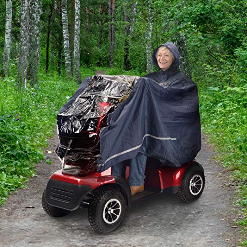 BRAMBLE Poncho de Lluvia Universal Para Scooter de Movilidad y Silla de Ruedas Eléctrica - con Capucha y Panel Transparente