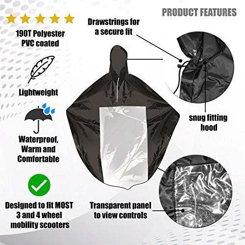 BRAMBLE Poncho de Lluvia Universal Para Scooter de Movilidad y Silla de Ruedas Eléctrica - con Capucha y Panel Transparente