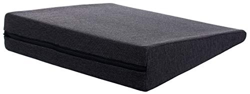 Brandsseller - Cojín en forma de cuña para silla, asiento de coche, silla de oficina (38 x 38 x 8/2 cm), algodón, Negro , 38 cm x 38 x 8/2 cm