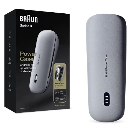 Braun PowerCase - Funda De Carga Portátil Para Afeitadora, Compatible Con Las Afeitadoras Eléctricas Braun Series 9 Y Series 8, Hasta 6 Semanas De Afeitado Inalámbrico, 50 % Más Batería