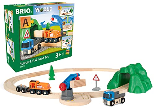 BRIO 33878 Set de Inicio Grúa y Carga, Red Ferroviaria BRIO World, Edad Recomendada 3+