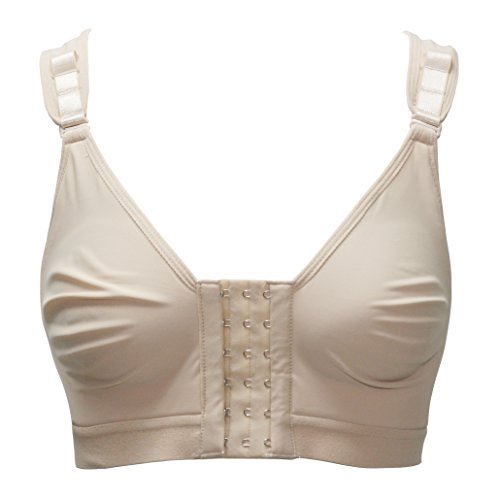 Bslingerie® Sujetador con cierre frontal para mujer después de la cirugía., Beige (corte alto)., XXL