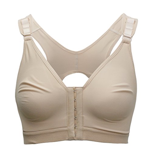 Bslingerie® Sujetador con cierre frontal para mujer después de la cirugía., Beige (corte alto)., XXL