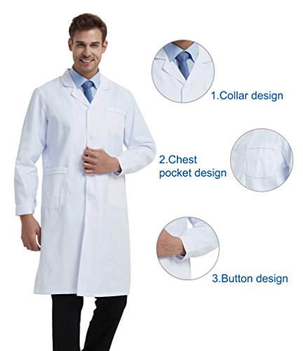 BSTT Hombre Bata de Laboratorio Blanco Uniformes de Trabajo Nueva Mejora Delgado XL