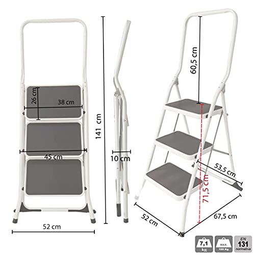 BTF Taburete Escalera Extra Ancha, 24x36 cm. Mod. BTF-EA031 (3 Peldaños)