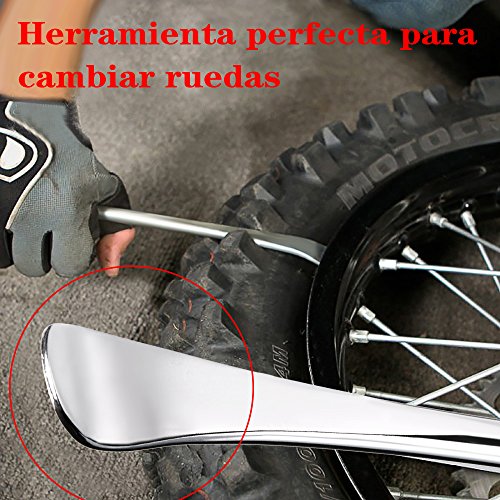 BTSKY 3 Pcs Palancas para Neumáticos - 3 Palancas de Neumáticos Cuchara + 2 Protectores de Llanta de Rueda Kit de Herramientas para Motocicleta Bicicleta Coche Cambio de Neumático de Eliminación