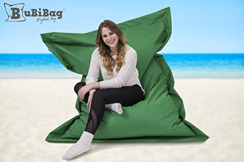 BuBiBag Puf sin sustancias nocivas, para interior y exterior, 31 colores y 13 tamaños, impermeable, repele la suciedad, gigante, cojín de suelo para niños y adultos (150 x 120 cm, 360 L)