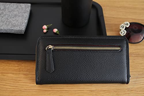 Bugatti Passione Cartera Mujer con Monedero Gran Capacidad y Cremallera, Tarjetero de Cuero Sintético, Grande - Negro