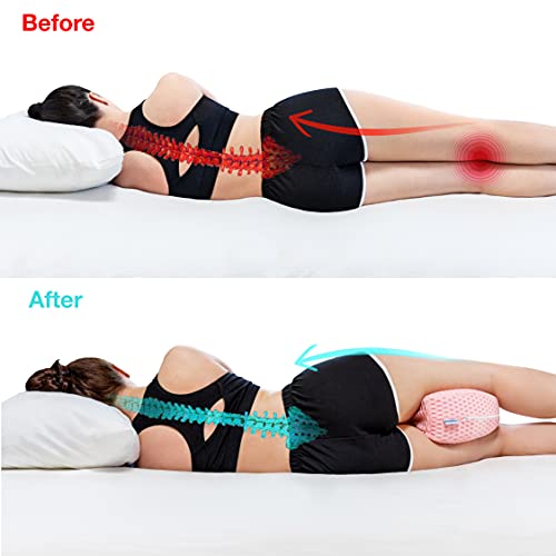 BUONSON Almohada para Piernas y Rodilla con 2 Fundas Transpirable - Cojin Ortopédica con Espuma de Memoria para Dormir de Lado - Alivia el Dolor de Espalda, Cadera y Articulaciones (Rosa)