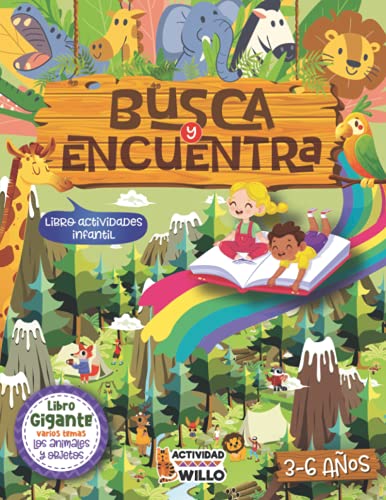 Busca y Encuentra los Animales 3-6 años: Libro Actividades 3,4,5 y 6 años infantil Preescolar, Libro Interactivo Divertido Cuaderno Vacaciones verano, Juegos y Pasatiempos Educativos niños de Viaje