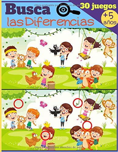 Buscar las Diferencias - 30 Juegos: A partir de 5 años - Libro de juegos para niños, libro de actividades con 7 a 11 diferencias por imagen - GRAN FORMATO Y SOLUCIONES