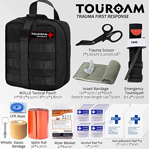 BUSIO Kit de Primeros Auxilios tácticos de Emergencia-MOLLE Admin Pouch IFAK-Vendaje para heridas Control de Sangre EMT Survival Trauma Kit-Camp Travel Car Kit