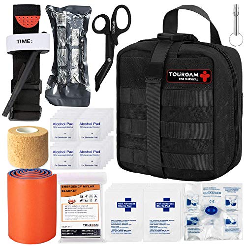 BUSIO Kit de Primeros Auxilios tácticos de Emergencia-MOLLE Admin Pouch IFAK-Vendaje para heridas Control de Sangre EMT Survival Trauma Kit-Camp Travel Car Kit