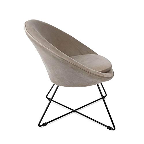 Butaca de diseño pequeña para Dormitorio Kane, Terciopelo, Color Gris Topo, cómoda, Mini sillón, Pata metálica,74x67x79 cm.