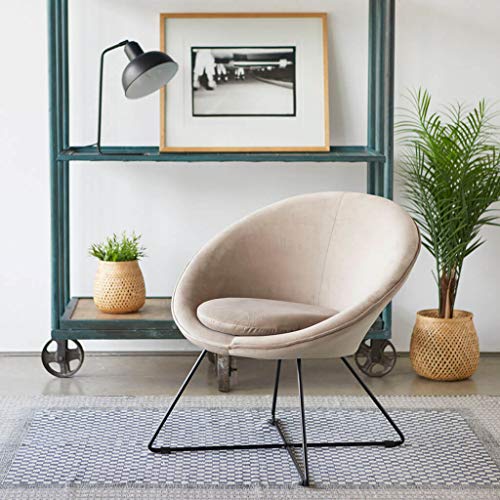 Butaca de diseño pequeña para Dormitorio Kane, Terciopelo, Color Gris Topo, cómoda, Mini sillón, Pata metálica,74x67x79 cm.