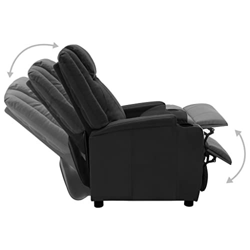 Butaca Sillón, Sillón para Salón Silla de Relax Silla Individual Sillón reclinable de Cuero sintético Negro