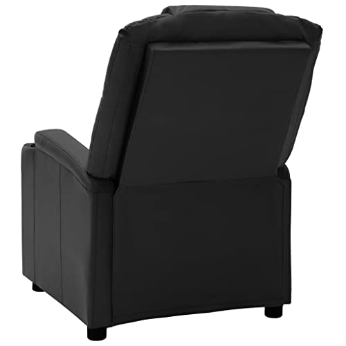 Butaca Sillón, Sillón para Salón Silla de Relax Silla Individual Sillón reclinable de Cuero sintético Negro