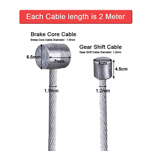 BUZIFU 8pcs Cable Freno y Cable Cambio, con 8 Terminales y 24 Donuts, de Acero, Bicicletas de MTB y Bicicletas de Carretera de Todas Las Marcas