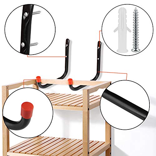 BUZIFU Ganchos para Colgadores de Garaje, 6 unids Soportes Ganchos Universales de Pared de Gran Tamaño con Tornillos, para Colgar Cualquier Cosa que Quieras, Cocina/Trastero/Garaje/Baño/Jardín(S/M/L)