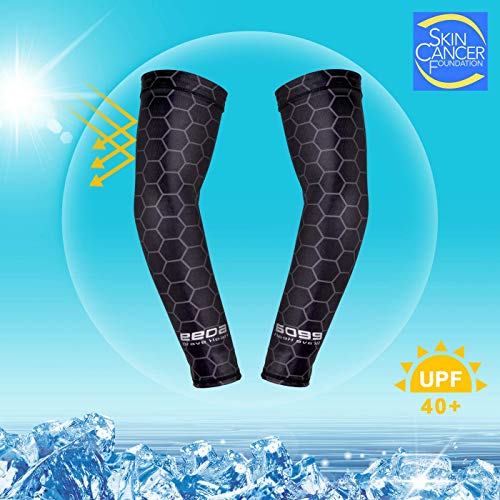 Bwiv Unisex Manguitos del Brazo para Deportes Anti UV UPF 40+ en Forma de Panal Manguitos refrescantes para Actividades al Aire Libre 1 par Negro M