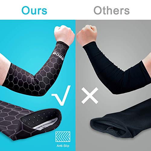 Bwiv Unisex Manguitos del Brazo para Deportes Anti UV UPF 40+ en Forma de Panal Manguitos refrescantes para Actividades al Aire Libre 1 par Negro M