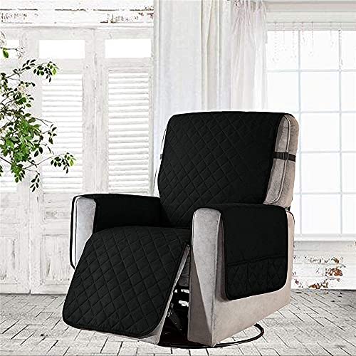 BXFUL Funda de Sillón Relax de una Plaza Funda Cubre Sofá Relax Protector para Sofás Cubierta con Bolsillo Lateral, Elástica Completo Protector para Sillón Reclinable (S,Negro)