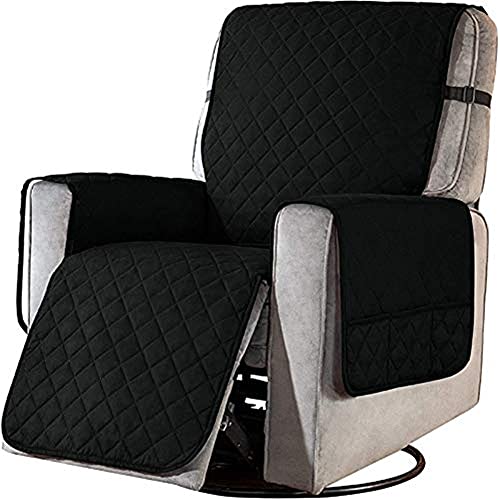 BXFUL Funda de Sillón Relax de una Plaza Funda Cubre Sofá Relax Protector para Sofás Cubierta con Bolsillo Lateral, Elástica Completo Protector para Sillón Reclinable (S,Negro)