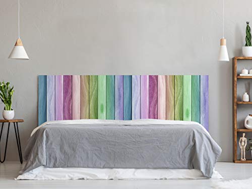 Cabecero Cama PVC Textura Madera Arcoiris 115x60cm | Disponible en Varias Medidas | Cabecero Ligero, Elegante, Resistente y Económico