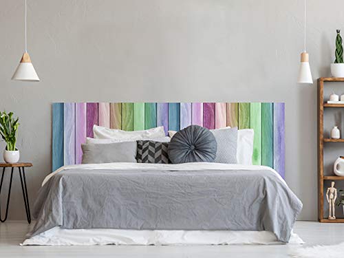 Cabecero Cama PVC Textura Madera Arcoiris 115x60cm | Disponible en Varias Medidas | Cabecero Ligero, Elegante, Resistente y Económico