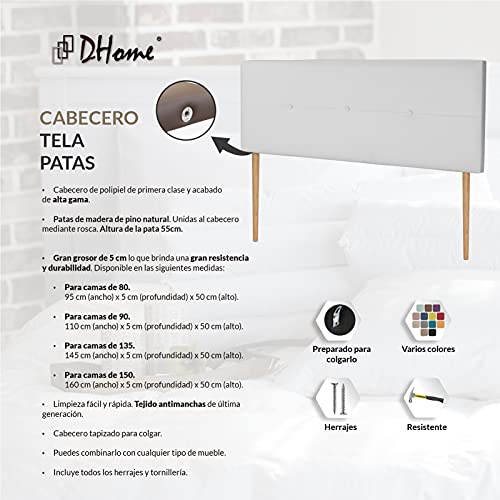 Cabecero de Polipiel o Tela AQUALINE Pro cabeceros Cabezal tapizado Cama Lujo (Polipiel Blanco, 150x105cm con Patas (Camas 150/160))