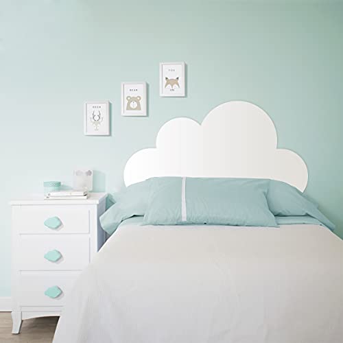 Cabecero Nube Blanco para Cama Infantil de 90 cm, PVC de 5mm, 100 x 60 x 0.5 cm, CAB-004