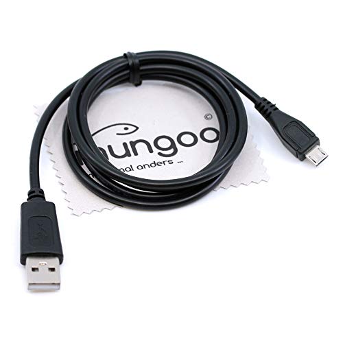 Cable de Carga USB para Doro PhoneEasy 613, 615, 621, 622, 631, 632, 715GSM, Secure 580/580 UIP (Micro USB, 1 m) con paño de Limpieza de Pantalla mungoo