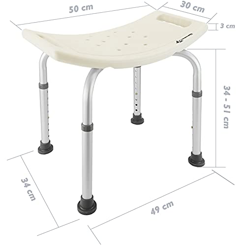 Cablematic - Taburete de Ducha ergonómico Regulable en Altura para baño