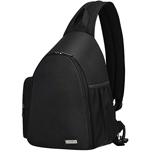 CADeN Cámara Mochila fotográfica Mochila Impermeable con Bandolera Funda para cámaras SLR 1 DSLR SLR 3 Lente Sony Canon Nikon trípode （Negro）