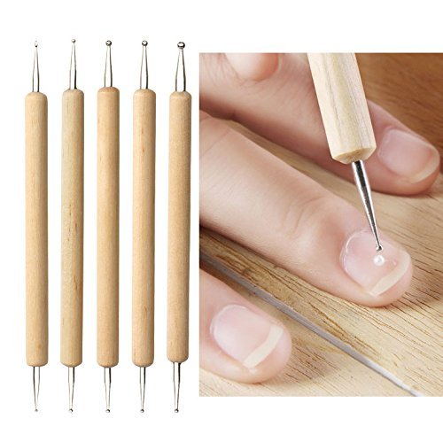 Cadrim 20pcs la Manicura Pedicura 15 Pinceles para Uñas, 5 Bolígrafos Punteados con 2 Extremos, Juego de Herramientaspara Decoración de Uñas, Color Negro