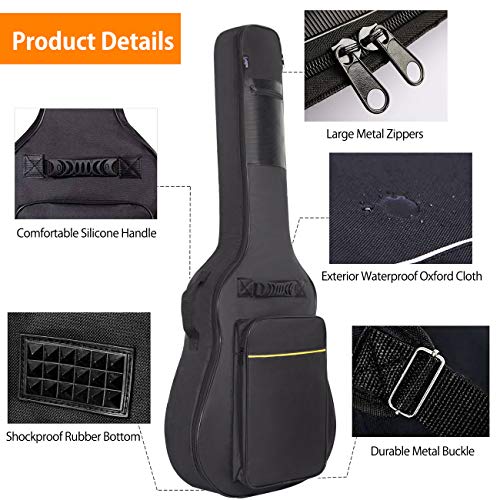 CAHAYA Funda de Guitarra Universal Acolchada Suave Versión Actualizada de 8mm con 2 Bolsillos para Guitarra Acústica y Clásica con Tamaño Más Grandes para Guitarra de 39/40/41 Pulgadas Modelo CY0152