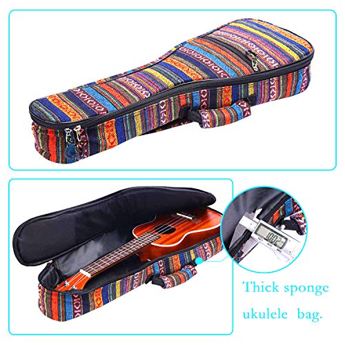 CAHAYA Funda Ukelele Concierto 23 Pulgadas Bolsa Acolchada Ukelele con Correas de Relleno de 9 mm Estilo Bohemio Vintage Modelo CY0131-2