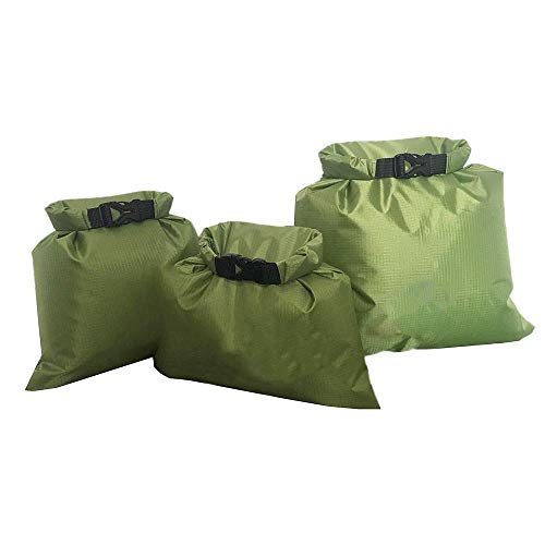 CAILI 5 Bolsas Secas, Bolsa Impermeable de Cinco Piezas a la Deriva, Verde Militar Adecuado para Nadar, Navegar, Hacer Rafting, Acampar, Hacer Kayak, IR de Excursión