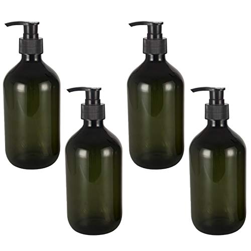 cailiya 4PCS Dispensador de Jabón de Plástico para Baño, Cocina, Botella Vacía para Desinfectante de Manos, Loción, Champú, Gel de Ducha, Plástico, Verde Oscuro, 500 ml