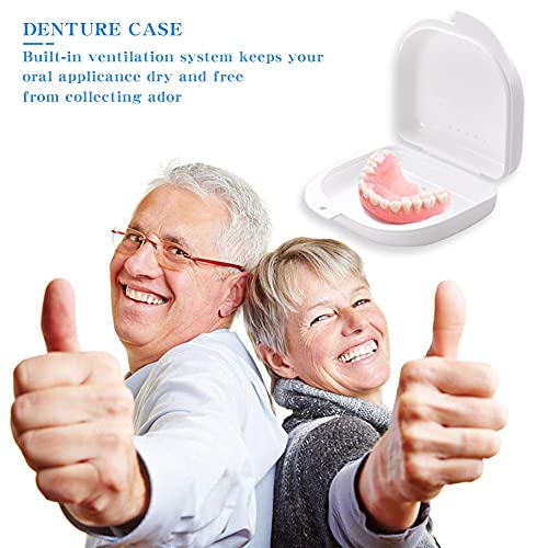 Caja de prótesis,Estuches de baño para prótesis, estuche para aparatos ortopédicos,2 estuches para cepillos pequeños para dentaduras postizas con cepillo de limpieza para dentaduras postizas(3 piezas)