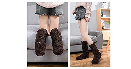 Calcetines De Piso,Zapatillas De Invierno Calcetines Azul Marino Fuzzy Calcetines Antideslizantes Suaves Con Forro Polar Suave Para Mujer Calcetines Gruesos De Casa Con Agarraderas Calcetines De Cam